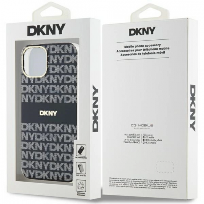 DKNY - DKNY iPhone 15/14 Plus Mobilskal Magsafe IML Mono & Stripe - Svart