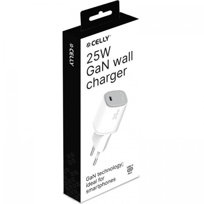 Celly - Celly Snabbladdare GaN 1 x USB-C PD 25W - Vit