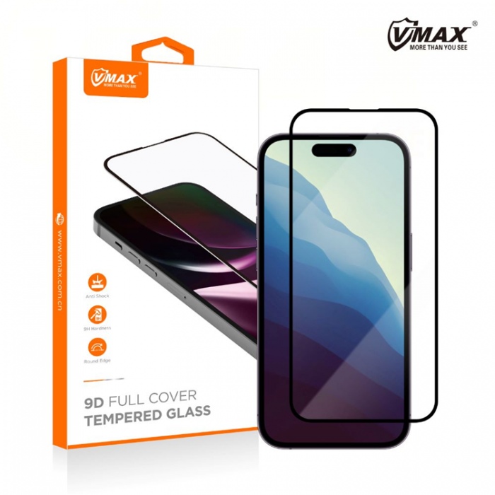 VMAX - Vmax iPhone 14 Plus Hrdat Glas Skrmskydd 9D - Svart