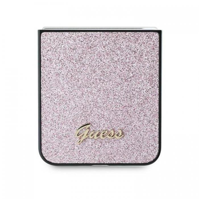 Guess - Guess Galaxy Z Flip 6 Mobilskal 4G Glitter Script - Rosa