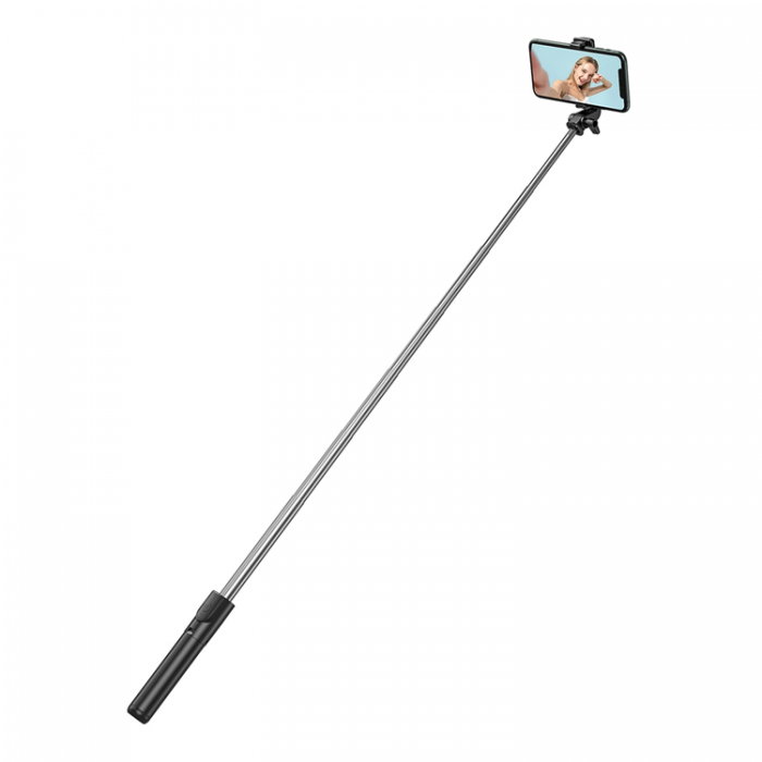 A-One Brand - Selfiestick Teleskopstativ 1m med Telefonhllare - Svart