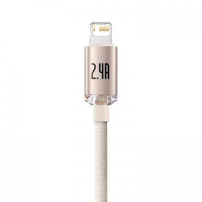 BASEUS - Baseus USB Till Lightning 2m Kabel 2.4A Crystal Shine - Rosa