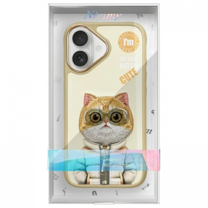 NIMMY - Nimmy iPhone 16 Mobilskal Cool & Cute 2.0 Cat - Khaki