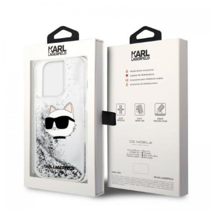 KARL LAGERFELD - Karl Lagerfeld iPhone 14 Pro Max Skal Glitter Choupette Head - Silver