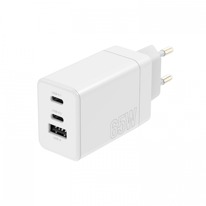 Maxlife - Maxlife Vggladdare 2x USB-C 1x USB 65W - Vit