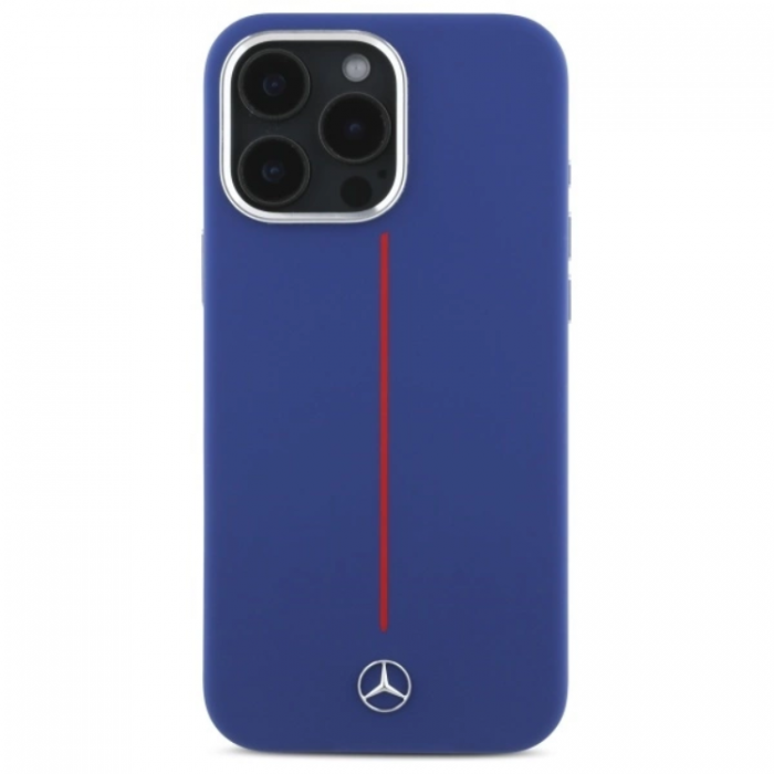 Mercedes - Mercedes iPhone 16 Pro Max Mobilskal MagSafe Silikon Rd Stripe - Bl