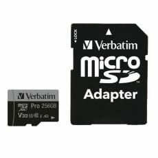 Verbatim - Verbatim Minneskort microSD 256GB Med Adapter Pro U3 - Svart