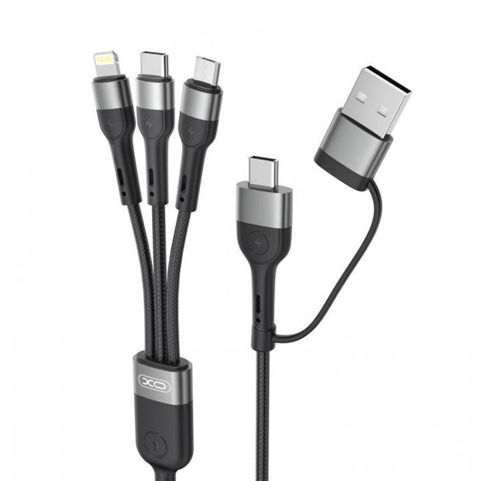 XO - XO 6in1 USB-C/USB/MicroUSB/Lightning/Typ-C 1.2m NB254 - Svart