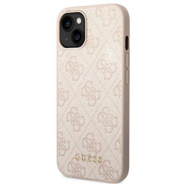 Guess - Guess iPhone 14 Plus Mobilskal Metall Gold Logo - Rosa