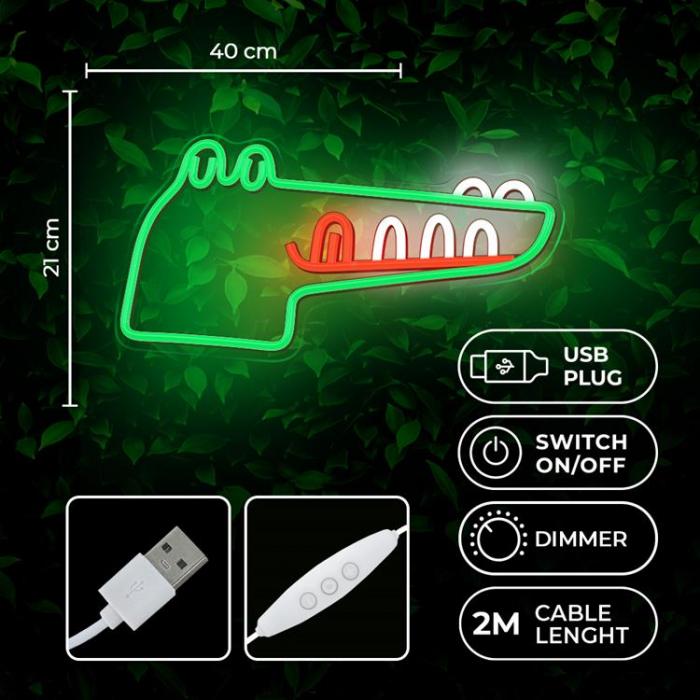 Forever Light - Forever Light LED Neon PLEXI JURASSIC CROC FLNJ03 - Grn