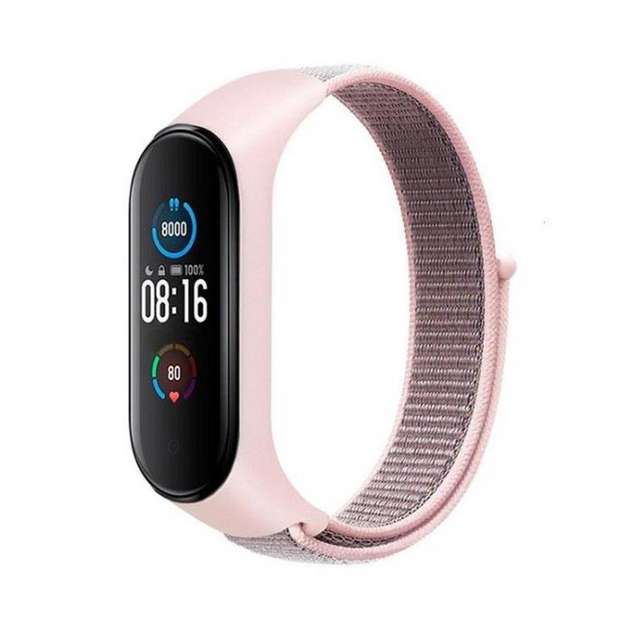 A-One Brand - Xiaomi Mi Smart Band 5/6/7 Armband Nylon 07 - Rosa