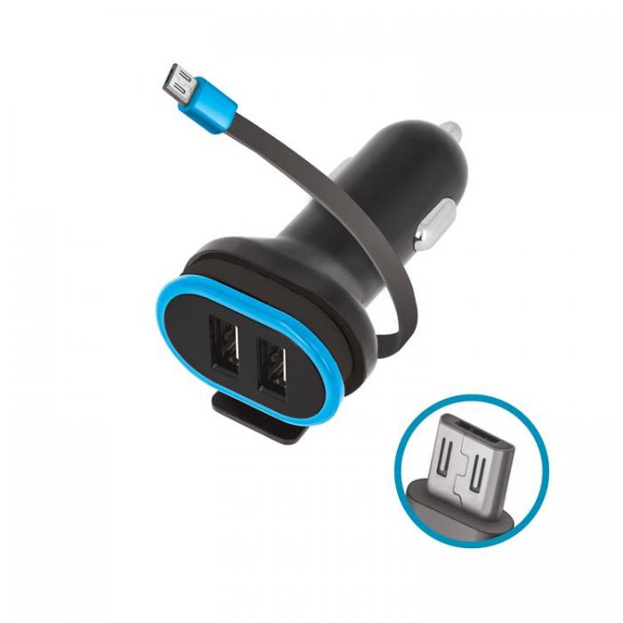 Forever - Forever Billaddare 2x USB 3A med Micro-USB Kabel 0,2m CC-02