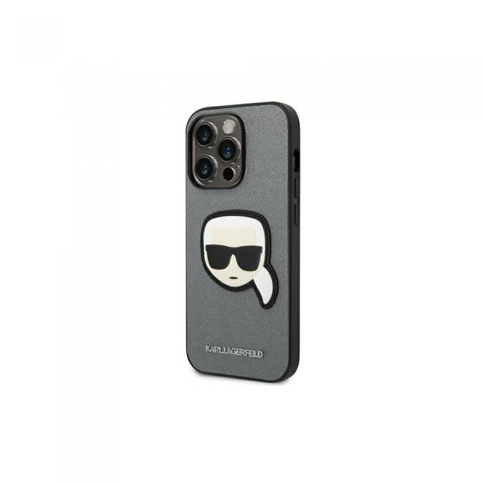 KARL LAGERFELD - Karl Lagerfeld iPhone 14 Pro Fodral Saffiano Silver