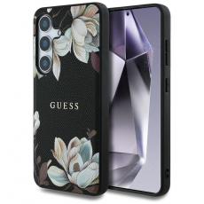 Guess - Guess Galaxy S25 Ultra Mobilskal MagSafe Grained Printed Flower - Svart