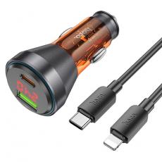 Hoco - Hoco Billaddare 48W USB-A/USB-C + Kabel USB-C till Lightning - Orange