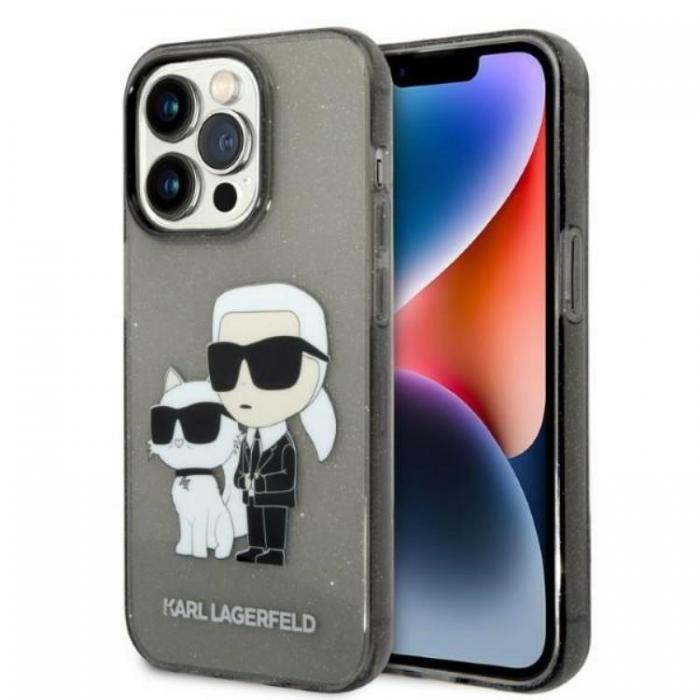 KARL LAGERFELD - Karl Lagerfeld iPhone 14 Pro Max Skal IML GLIT NFT Karl & Choupette - Svart