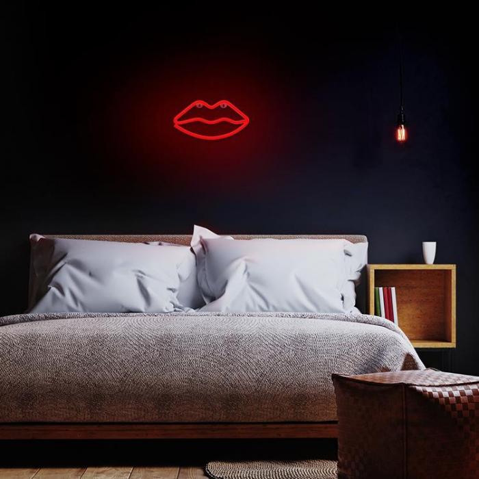 Forever Light - Forever Light LED Neon LIPS Bat + USB FLNE08 - Rd