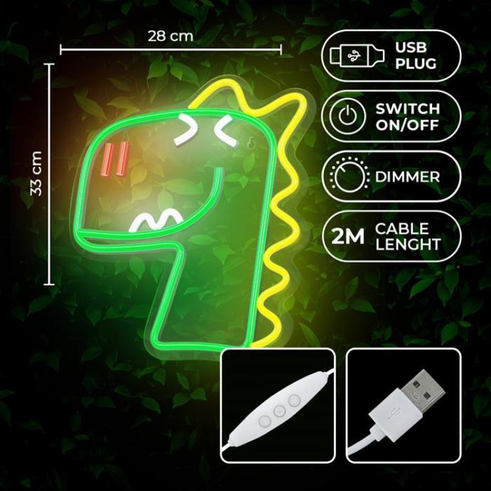 Forever Light - Forever Light LED Neon PLEXI JURASSIC DINO FLNJ02 - Grn