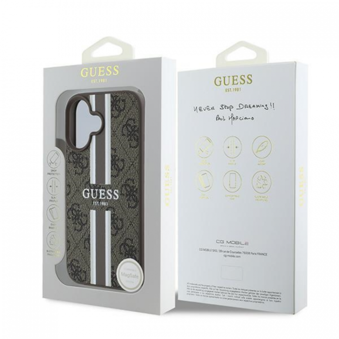 Guess - Guess iPhone 16 Plus Mobilskal Magsafe 4G Printed Stripes