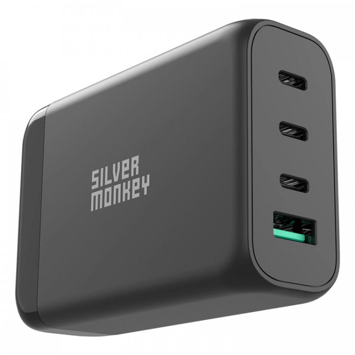 Silver Monkey - Silver Monkey SMA152 130W 3xUSB-C PD USB-A QC 3.0 GaN Laddare