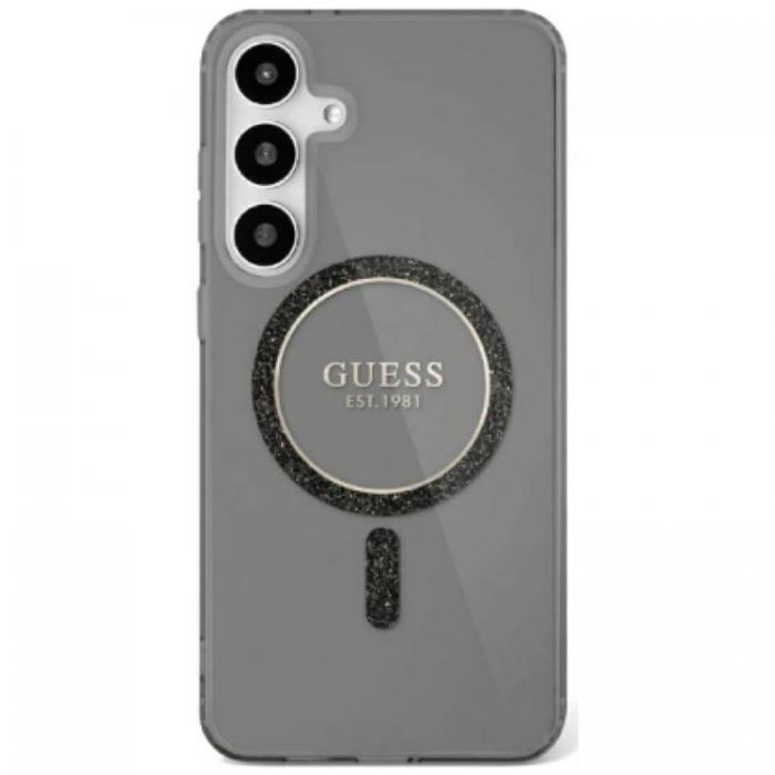 Guess - Guess Galaxy S25 Mobilskal MagSafe Glitter Circle Classic Logo - Svart