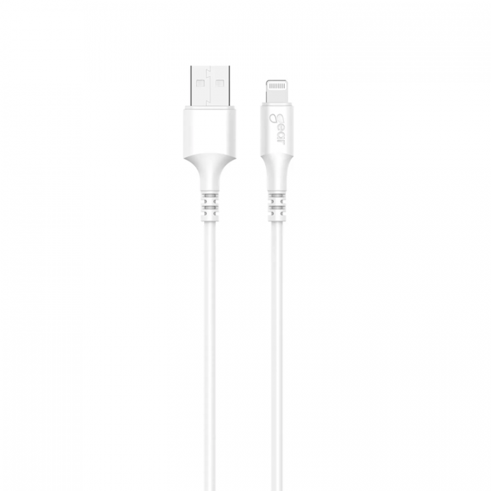 GEAR - GEAR USB-A till Lightning kabel 2m Vit MFI Rund kabel