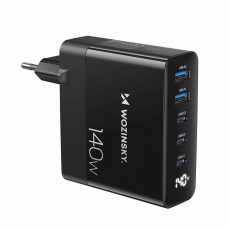 Wozinsky - Wozinsky Väggladdare 140W GaN 3 x USB-C/2 x USB-A - Svart