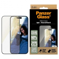 PanzerGlass - PanzerGlass iPhone 16 Härdat Glas Skärmskydd Ultra-Wide Eyecare - Clear