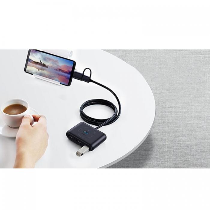 Ugreen - Ugreen HUB 4in1 USB-C - 4xUSB-A 3.0 5Gb/s 1m - Svart