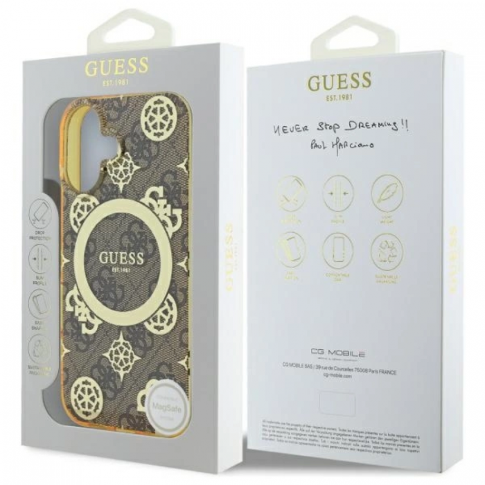 Guess - Guess iPhone 16 Mobilskal MagSafe IML Peony On 4G Background