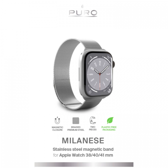 Puro - Puro Apple Watch (38/40/41mm) Armband Stainless Steel - Silver