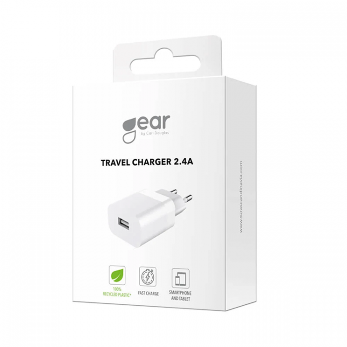 GEAR - Gear Vggladdare 220V 1xUSB-A 2.4A - Vit