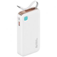 USAMS - USAMS Powerbank 10000mAh 20W Med USB-C Kabel Retractable - Vit