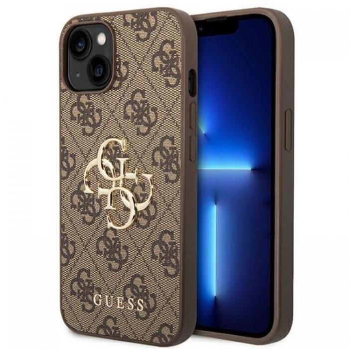 Guess - GUESS iPhone 14 Skal Big Metall Logo - Brun