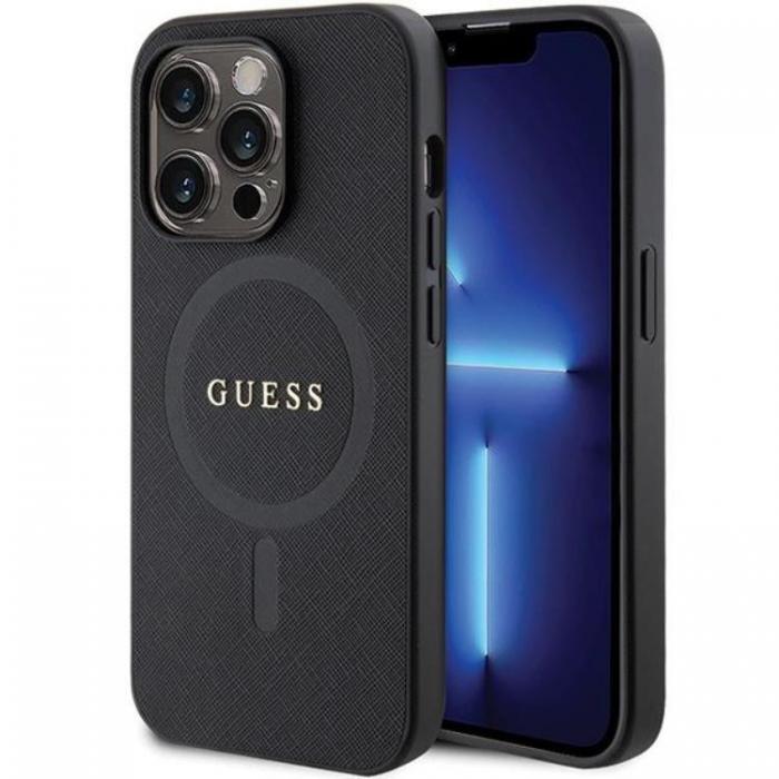 Guess - Guess iPhone 15 Pro Mobilskal Magsafe Saffiano - Svart