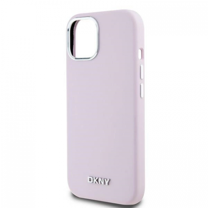 DKNY - DKNY iPhone 14 Mobilskal Magsafe Liquid Silikon Small Metal Logo - Rosa