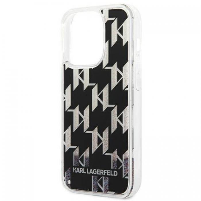 KARL LAGERFELD - Karl Lagerfeld iPhone 14 Pro Skal Liquid Glitter Monogram - Svart