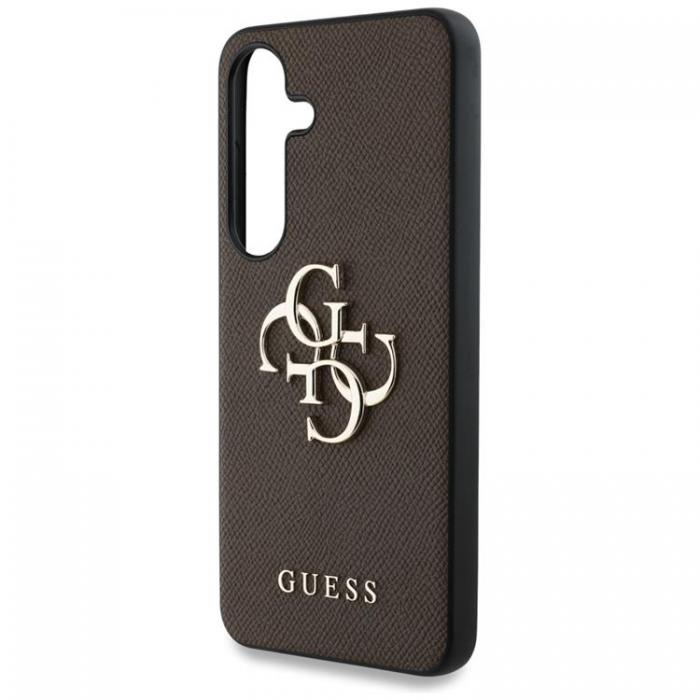 Guess - Guess Galaxy S25 Mobilskal Grained Big 4G Logo Small Classic - Brun