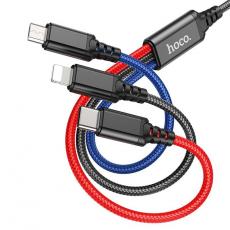 Hoco - Hoco 3in1 USB-A till USB-C, Lightning, microUSB kabel 1m