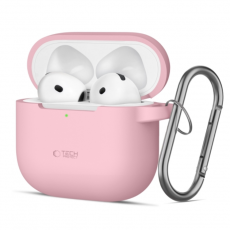 Tech-Protect - Tech-Protect Airpods 4 Skal Silikon Hook - Dusty Rosa