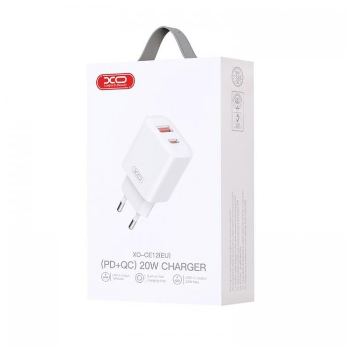 XO - XO Snabbladdare 20W USB Till USB-C PD QC 3.0 CE12 - Vit