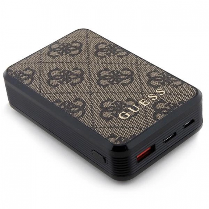 Guess - Guess Powerbank 10000mAh 18W 4G Lder Metal Logo - Brun