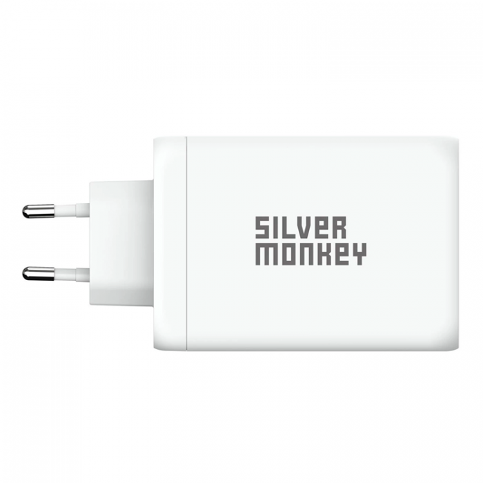 Silver Monkey - Silver Monkey GaN 130W Vggladdare 3x USB-C PD 1x USB-A 3.0 QC