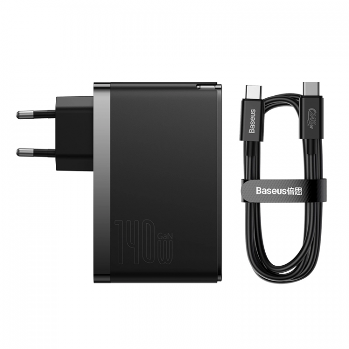 BASEUS - Baseus GaN5 Pro Snabbladdare 2xUSB-C + USB 140W - Svart