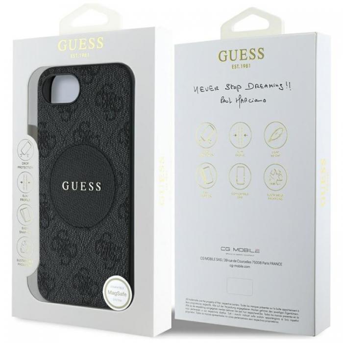 Guess - Guess iPhone 16e Mobilskal MagSafe 4G Circle Classic Logo - Svart