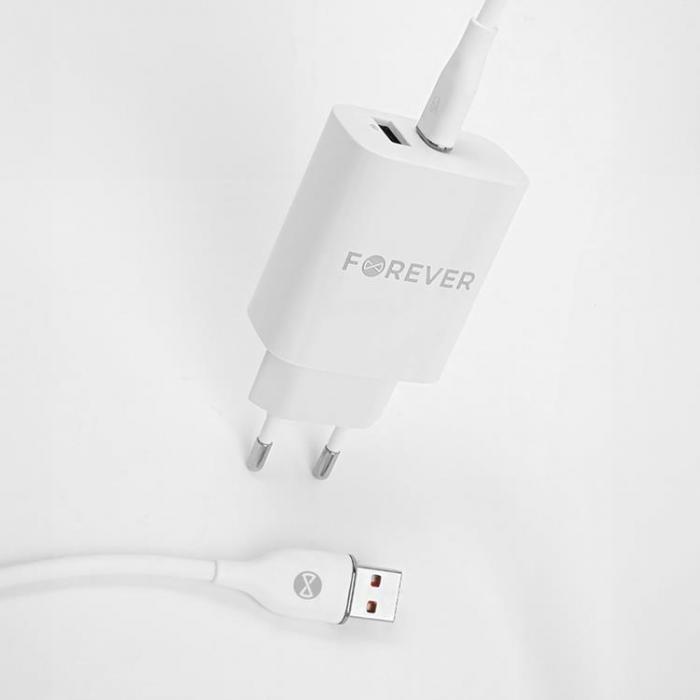 Forever - Forever USB-C till USB-A kabel 1m 6A - Vit