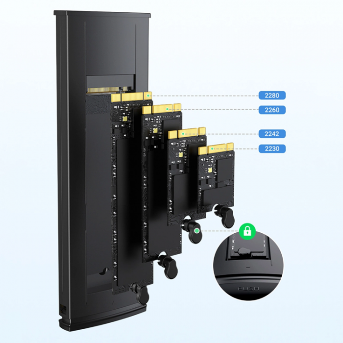 Ugreen - Ugreen Skivhus fr 10 Gbps-enhet M.2 NVMe Med USB-C / USB-A Kablar - Svart