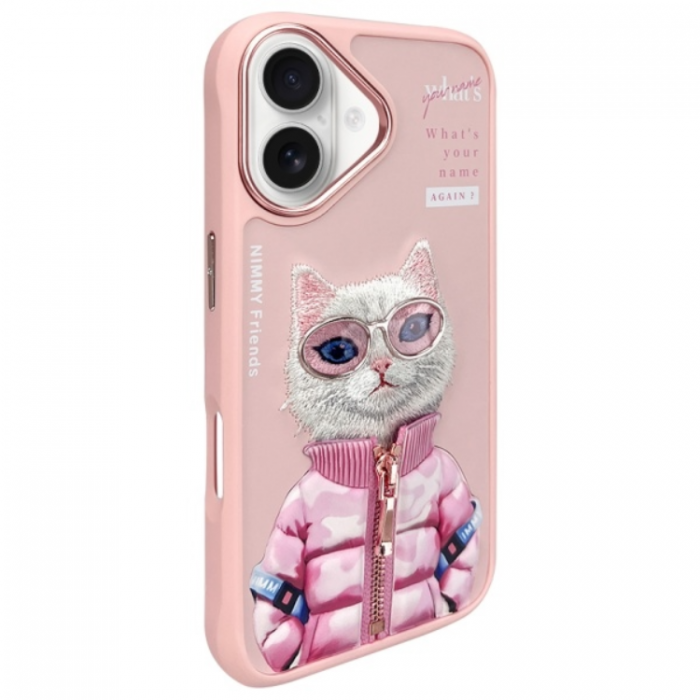 NIMMY - Nimmy iPhone 16 Mobilskal Cool & Cute 2.0 Cat - Rosa