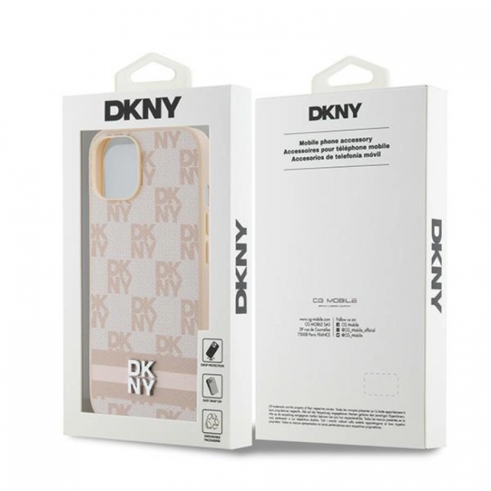 DKNY - DKNY iPhone 15/14 Plus Mobilskal Lder Checkered Mono Pattern