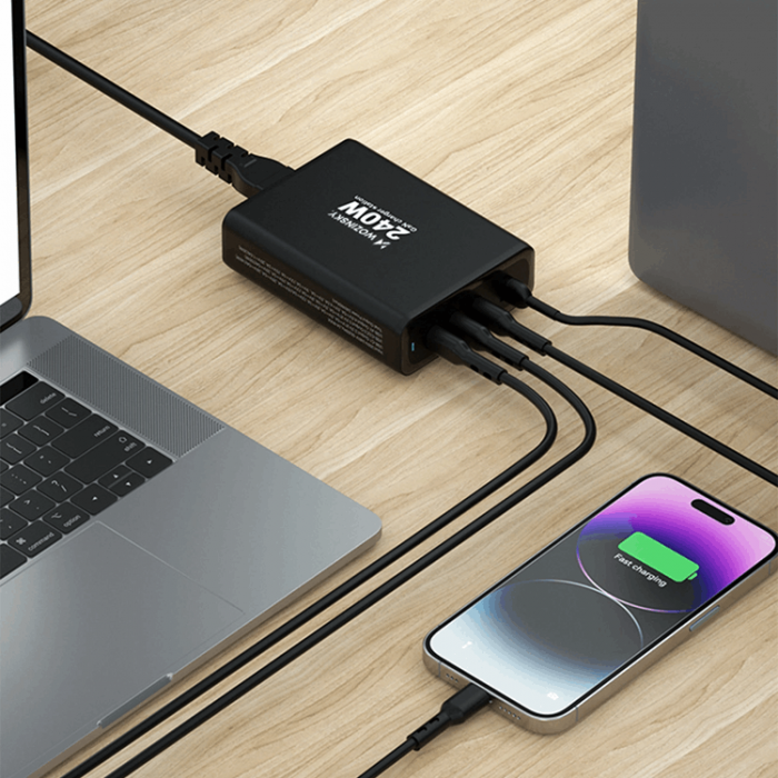 Wozinsky - Wozinsky Vggladdare USB-A/3 x USB-C 240W GaN - Svart